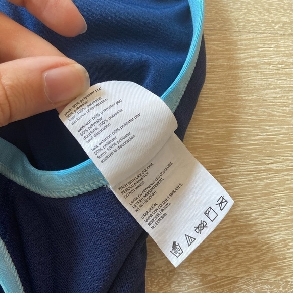 Speedo Endurance Navy Light Blue Performance One Piece Swimsuit Beach Diving - Picture 10 of 11